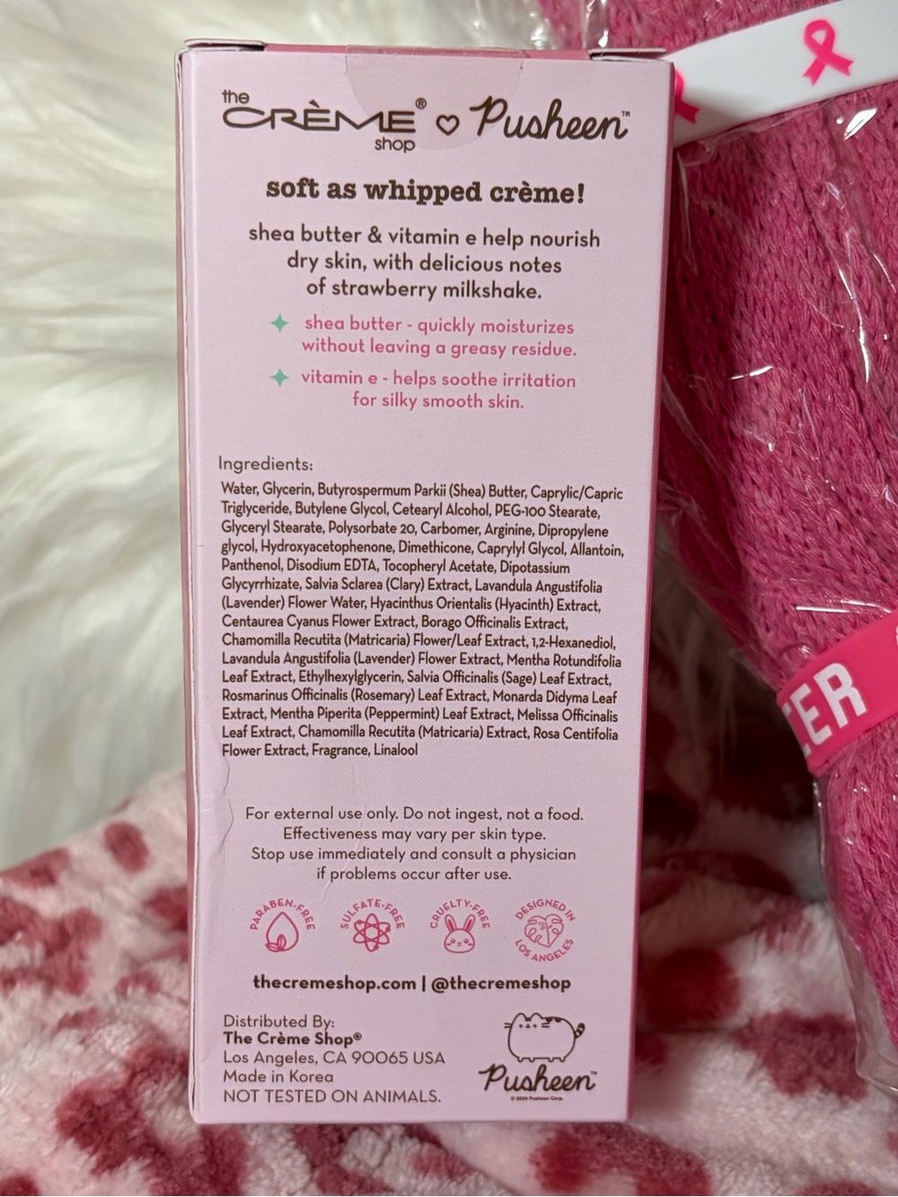 Creme Shop Pusheen Hand Creme, Pink Fuzzy Leopard Lounge Pants & Slouchy Socks - Picture 6 of 8